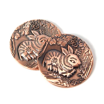 1 BUC 3D Relief față-Verso Iepure Monedă Comemorativă Cultura Chineză Zodiac Iepure Artă, Monede de Colecție
