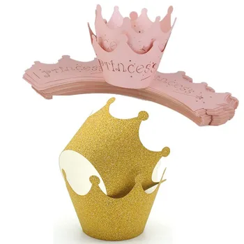 10buc Aur Roz de Printesa Coroana Ambalaje Cupcake de Cazuri de Gen Dezvăluie Nunta Fetita Ziua Duș Petrecere Tort de Decorare