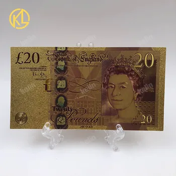 10buc/lot Colorate marea BRITANIE Lira 20 De Bancnote de Plastic Placat cu Aur Moneda proiect de Lege Britanic ambarcațiunile de Fals Bani Cu COA
