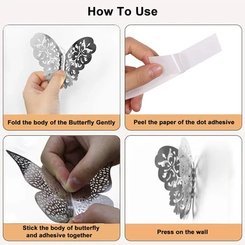 12Pcs 3D Gol Fluture Autocolant de Perete Decor Acasă Pentru DIY Petrecere de Nunta Decoratiuni Camere Copii Fluture Magnet de Frigider Autocolant