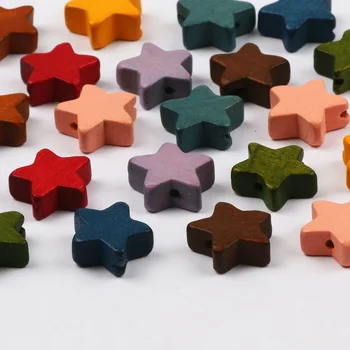 15mm Stea cu Cinci colțuri Mixte Colorate din Lemn Natural Margele Vrac Margele Spacer Pentru a Face Bijuterii DIY Brățară Colier Consumabile