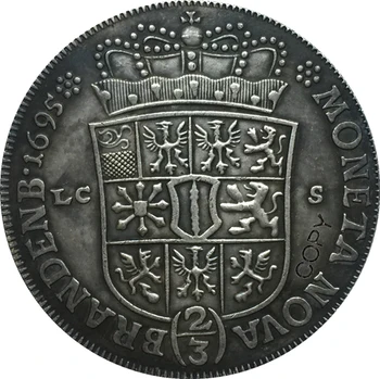 1695 germană Thaler - Friedrich III 2/3 Thaler monede COPIA 38MM