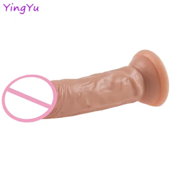 18 cm lungime Penisului pentru Femei Masturbare Gay, Lesbiene Vagine sex Anal Plug din Silicon Vibrator cu ventuza Adult Produse Sex Shop