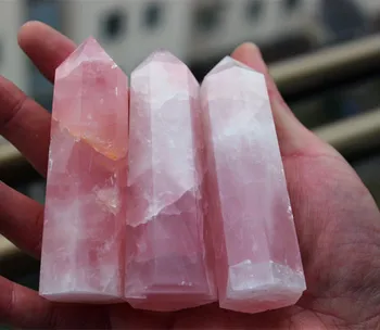 1pcs70-90MM Natural Rock pink ROSE Quartz Crystal Point Vindecare transport Gratuit