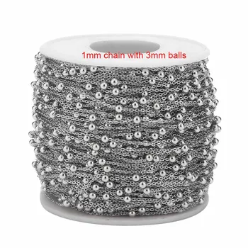 2 Metri 1mm lățime Oțel Inoxidabil cu Margele Lanț de Cablu Mingea Sudat Link-ul de Lanțuri de Bijuterii rezultate Pentru Cravată Anklet