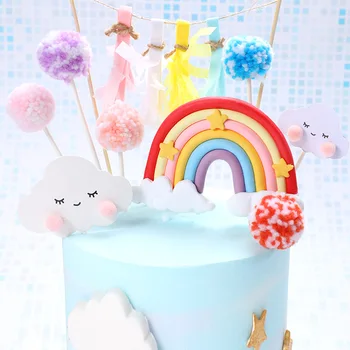 2020 Nou Mare Colorat Rainbow Cake Topper Nori Cupcake Ziua Fân pentru Nunta Petrecere Decoratiuni Tort Copil de Dus