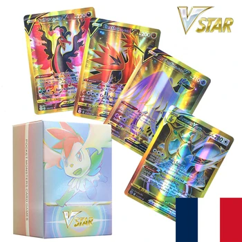 2022 Français Carduri Pokemon Holo Litere Charizard Arceus Vstar Vmax GX MEGA V-uniunea Joc de Colectie Carte de Curcubeu Jucărie