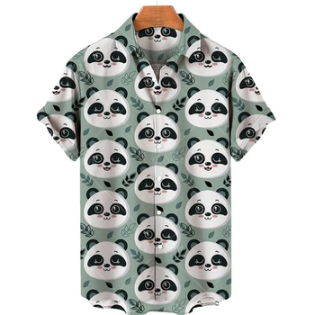 2023 Noi Camisas De Hombre Panda Drăguț Creative Cămașă Hawaiană digital 3D Tipărite de plajă, tricouri Tendință camasa cu maneci Scurte barbati top