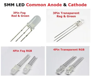 20BUC 5MM LED-uri cu Catod Comun, RGB light emitting diode anod comun Rosu & Verde F5 3Pin 4Pin Transparent/Ceață pozitiv negativ