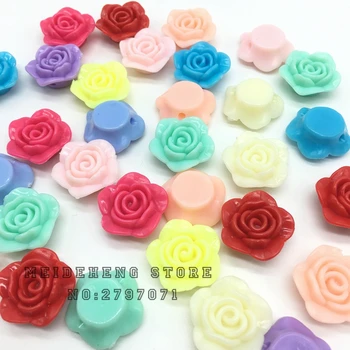 20mm 13mm Acrilice Rainbow Rose Floare Margele Pentru a Face Bijuterii cu Fund Plat Suprafață de Culoare Jucării pentru Copii ștrasuri din Mărgele Meideheng