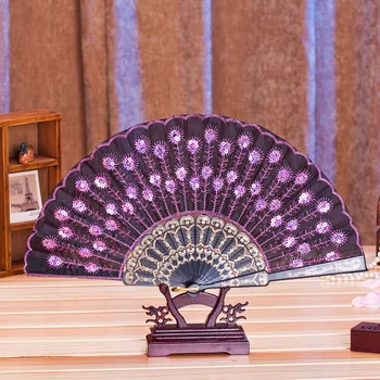 23CM colorate stil Chinezesc evantai de moda păun sequin dans fan dans dans fan elemente de recuzită, decor acasă