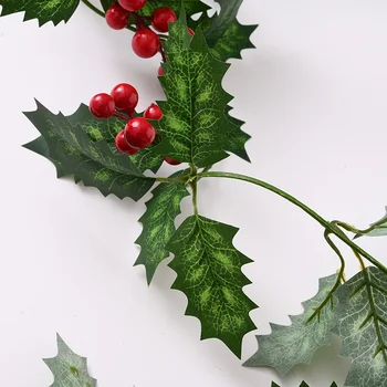 2m Artificiale Holly Frunze de Viță de vie Și fructe de Padure Rosii de Craciun Rattan DIY Garland Ghirlandă de Crăciun Copac Agățat Ornamente Decor Acasă