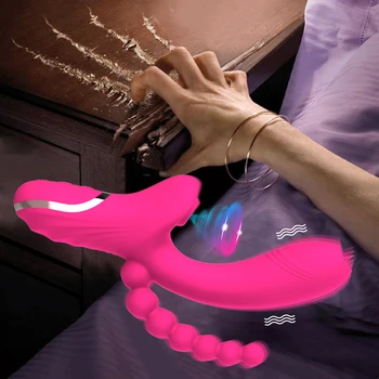3 în 1 Clitorisul Fraier Vibrator Vibrator de sex Feminin pentru Femei punctul G Limba Lins Clitoris Vid Stimulator Anal Sex Jucării pentru Adulți