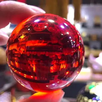 40-60mm naturale Rare roșu de sticlă cristal minge minge 60mm + suport 5AAA