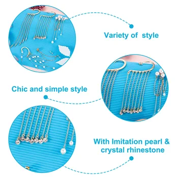 4buc de Moda Stralucitoare Timp Neregulate Lanț Tassel Picătură Cercei Cuff cu Perle Imitație de Lux pentru Femei Rafinate de Bijuterii Cadou