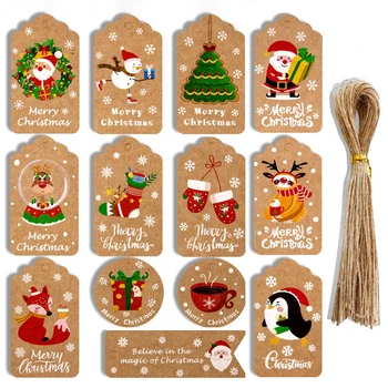 50Pcs Crăciun Fericit Tag-uri Cadou de Ambalaj Etichete de Agățat Hârtie Categorie Moș Crăciun Cărți de Hârtie de Crăciun Petrecere de Anul Nou Decor Consumabile
