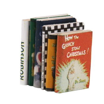 6pcs Lemn Cărți de Colorat pentru 1/12 casă de Păpuși în Miniatură Bibliotecă, Cameră de Studiu