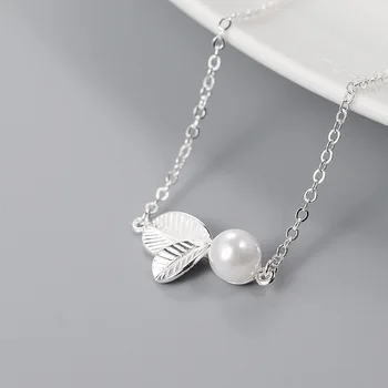 925 Sterling Silver Leaf Farmecul Bratari & Brățară Pentru Femei, Cadou De Ziua Femme Bijuterii Pearl Brățară