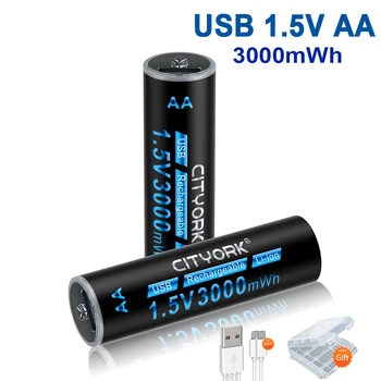 AA USB baterie Reîncărcabilă Li-ion Baterie 1.5 V AA 3000mWh litiu AA USB baterie reîncărcabilă li-ion baterie pentru mouse-ul mic ventilator Electric de jucarie