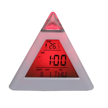 Acasă Decor Triunghi Piramida Plina De Culoare De Fundal Schimbare Ceas Digital Ceas Cu Alarmă Calendar Perpetuu Termometru