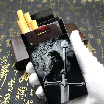 Alalinong N49 DIY din Aliaj de Aluminiu de Metal de sex masculin Caz de Țigară Ins Stil Cioara Sabia Raven Cutie de Țigară Suport Accesorii de Fumat
