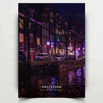 Amsterdam City Peisaj,Străzi,Râuri Arta De Perete Panza Pictura Olandeză Metropolitane Peisajul Turistic Poster Print Decor Acasă