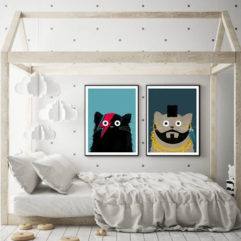Animale, desene animate, Arta de Perete Postere si Printuri Panza Pictura Poze Cat De Abstract Nordic Living Home Decor