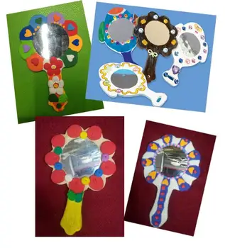 Aprilie du Lemn Mucegai Alb Oglinda DIY Colorat Pictura Copii Handmade Art Craft Material Gradinita de copii Jucării,5pcs