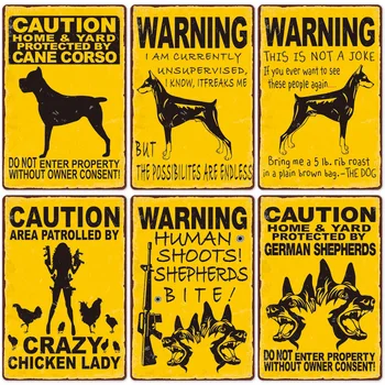 Avertizare Câine Tablă de Metal Semne de Epocă Poster Feriți-vă de Câine Retro Staniu Plăci de Autocolante de Perete pentru Gradina Casa Familiei Ușă Decor