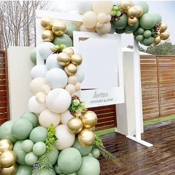 Baloane Arc Verde Set Argint Macaron Metal Confetti Balon Ghirlanda Arcada Baloane Nunta De Decorare Pentru Copii Copil De Dus