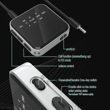 Bluetooth 5.2 Transmițător Receptor 2-În-1 aptX LL HD Adaptive 3.5 MM AUX Multipunct Wireless Adaptor Audio Pentru TV, PC Car Kit