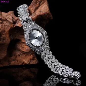 BOCAI din Argint S925 Bratari Argint Thai Moda Bijuterii Femei Pura Argentum Watchband Ceas de Mână în Lanț