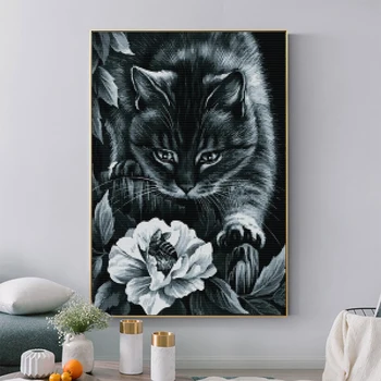 Cat de Diamant Pictura Animal 5D Stras Broderie Vrajitoare Pisica Neagra Diamant Diy cruciulițe Kituri Stil Gotic Acasă Decoruri