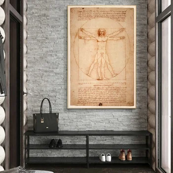 Celebrul Omul Vitruvian Al Lui Leonardo Da Vinci Clasice Poster Tablouri Canvas Wall Art Print Imagine Living Modern Decor Acasă