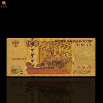 Colorate rusă foita de Aur de Bancnote de 100 de Ruble În Aur 24k Placate cu Hârtie de Colectare de Bani Pentru Cadouri