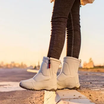 Copii de iarnă Ghete de Cuplu Cizme de Zapada de Pluș Cald Pantofi de Bumbac cu Fermoar Lateral Casual în aer liber Părinte-copil Snowboots Dimensiune 32-45