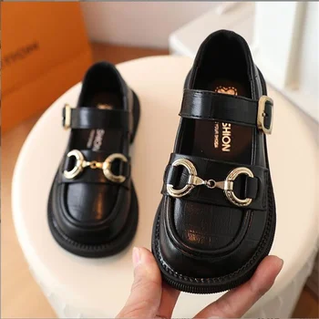 Copii Moda Lanț de Metal Alunecare pe Pantofi Fete Piele Pantofi Oxford Baieti Adidasi Casual Copil talpă Moale printesa pantofi