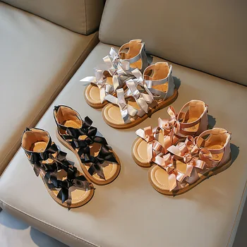 Copii Moda Stil coreean Arcul Roman Pantofi 2022 Vara Noi PU Fată Dulce Sandale pentru Copii Pantofi Open toe Panglică de Fluture nod