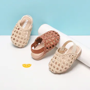 Copil nou-născut Weave Pantofi de Copil Fete Baieti Vară Gol Afară de Sandale Pantofi din Piele Pentru Copii mici Non-alunecare Casual Pantofi de Copii