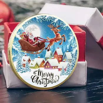 Crăciun Fericit Monedă Comemorativă Din Argint Placat Cu Suveniruri Moș Crăciun Care Doresc Monede Pentru Decoratiuni Cameră Decor Pentru Copii Cadouri