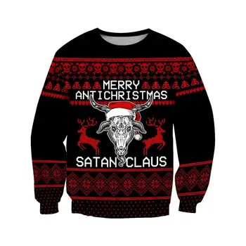 Crăciun fericit Satanice Crăciun 3D Imprimate Moda Hanorace Barbati Tricou Unisex Zip Pulover Sacou Casual Trening DW0253