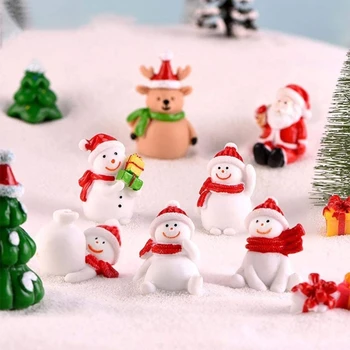 Crăciun Figurine Miniaturale Mini Rășină om de Zăpadă Elan Ornamente Kit pentru DIY Zână Grădină Peisaj Papusa Model de Casa