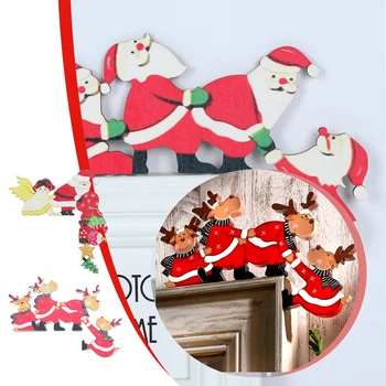 Crăciun tocului Decorare Moș Crăciun Elan din Lemn, Decoratiuni de Craciun 2022 Cadru de Ușă din Lemn Tăiați de Crăciun Ușă Decor pentru Casa