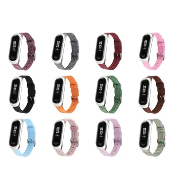 Curea nailon Pentru Xiaomi Mi Band 6 5 4 Oțel Inoxidabil Bezel de Culoare Amestecat Watchband Pentru miband 3 4 Bratara Panza Smartwatch Trupa