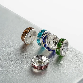 Cutie Set 6/8mm Metalice Rotunde de Cristal Stras Margele Spacer Rondelle DIY Femei Brățară Bijuterii Accesorii Colier