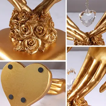 De aur la multi ani Inima Dubla Figurina Ornament cu Cristale Clare Rafinat Îndrăgostiților Cadouri pentru Cupluri Soția