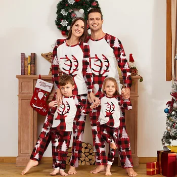 De crăciun, Familia Pijamale Asortate 2021 Xmas Adult Copil de Familie Potrivire Haine de Top+Pantaloni Famaly Pijamale Copii Romper 3-18M