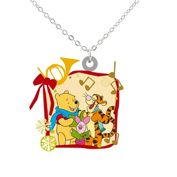 Disney Acrilice Drăguț Fericit Winnie Tigger Pooh Pandantive Colier Rășină Epoxidică Desene animate Colierul Handmade Bijuterii Creative FZS385