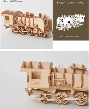 DIY Jucarii Locomotiva cu Abur Tren 3D Puzzle din Lemn Jucarie de Asamblare Model de Lemn Kituri de Decor Birou pentru copii Copii
