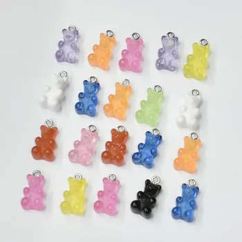 DIY20*10mm 10/20/50pcsCandy Culoare Gummy Mini Urs Farmecele pentru a Face Bijuterii Pandantive Drăguț Cercei Coliere Creative Găsirea